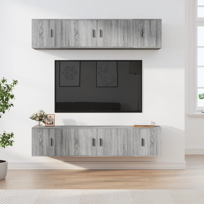 Set dulapuri TV, 6 piese, gri sonoma, lemn prelucrat - WALTI WALTI