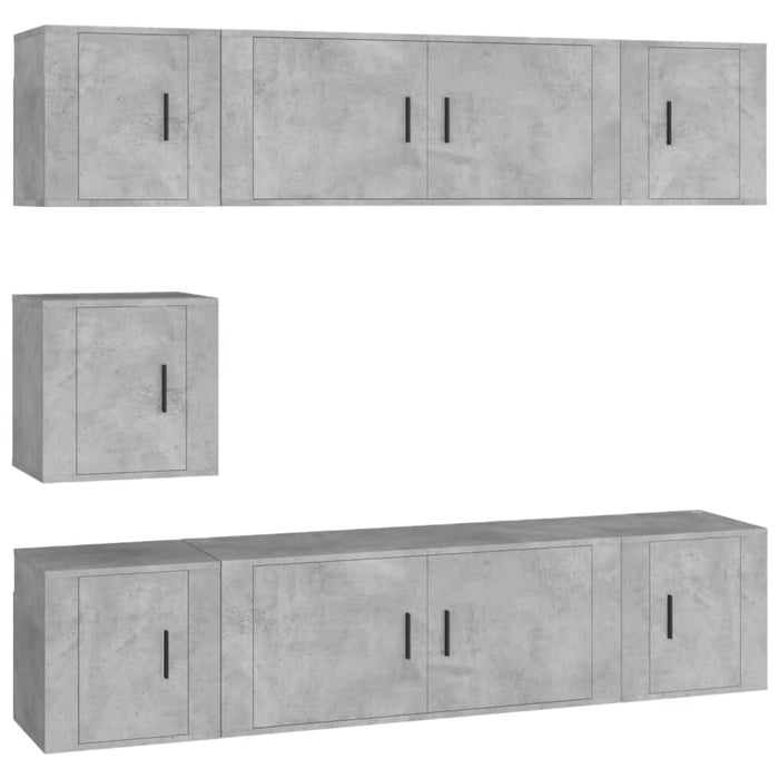Set dulapuri TV, 7 piese, gri beton, lemn prelucrat - WALTI WALTI
