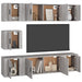 Set dulapuri TV, 7 piese, gri beton, lemn prelucrat - WALTI WALTI