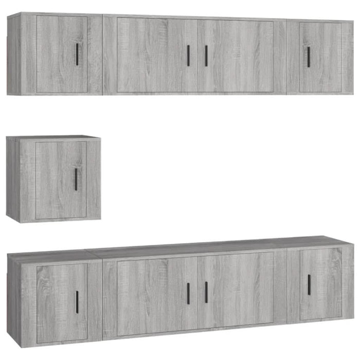 Set comode TV, 7 piese, gri sonoma, lemn compozit - WALTI WALTI