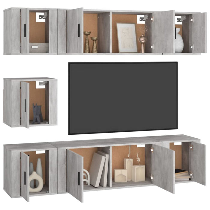 Set comode TV, 7 piese, gri sonoma, lemn compozit - WALTI WALTI