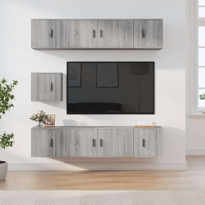 Set comode TV, 7 piese, gri sonoma, lemn compozit - WALTI WALTI