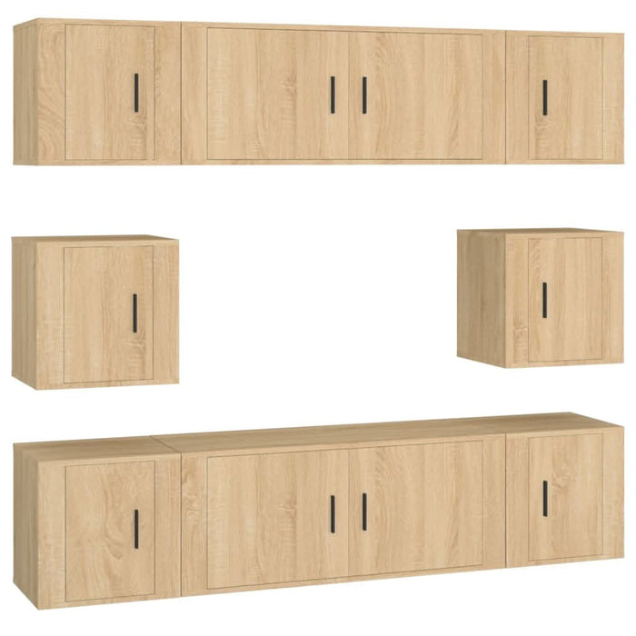 Set dulap TV, 8 piese, stejar sonoma, lemn prelucrat - WALTI WALTI