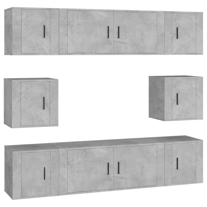 Set dulap TV, 8 piese, gri beton, lemn prelucrat - WALTI WALTI
