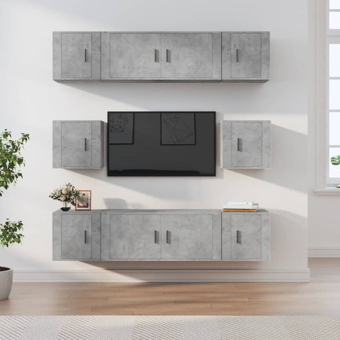 Set dulap TV, 8 piese, gri beton, lemn prelucrat - WALTI WALTI