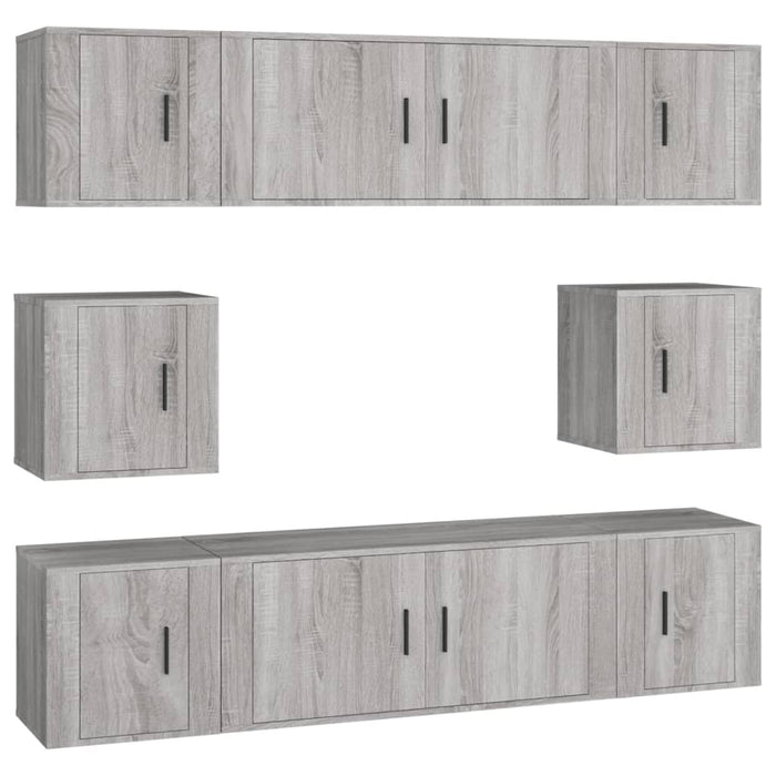 Set dulap TV, 8 piese, gri sonoma, lemn prelucrat - WALTI WALTI