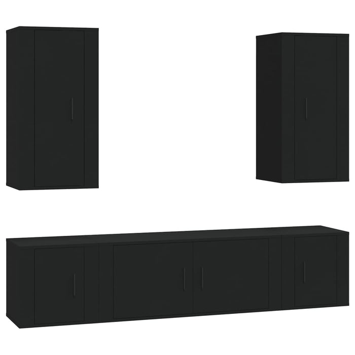 Set dulap TV,5 piese, negru, lemn prelucrat WALTI