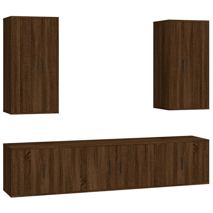 Set dulapuri TV, 5 piese, stejar maro, lemn prelucrat WALTI