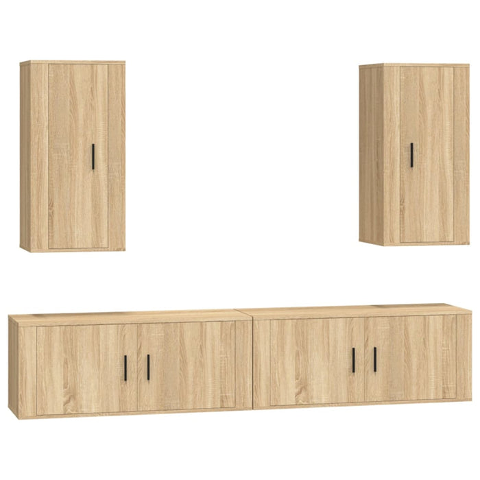 Set dulap TV, 4 piese, stejar sonoma, lemn prelucrat WALTI