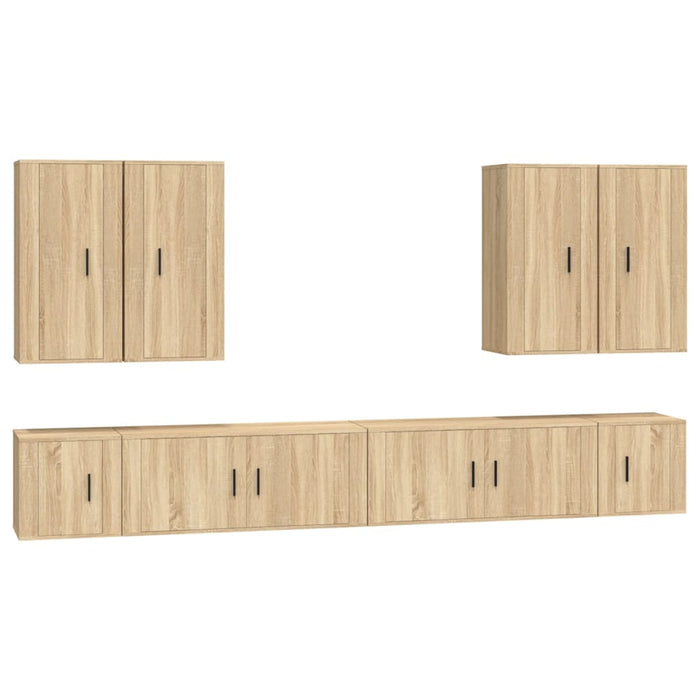Set dulap TV, 8 piese, stejar sonoma, lemn prelucrat WALTI