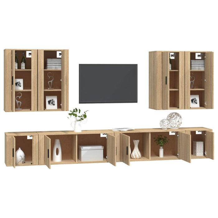 Set dulap TV, 8 piese, stejar sonoma, lemn prelucrat WALTI
