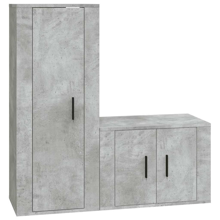 Set dulap TV, 2 piese, gri beton, lemn prelucrat WALTI