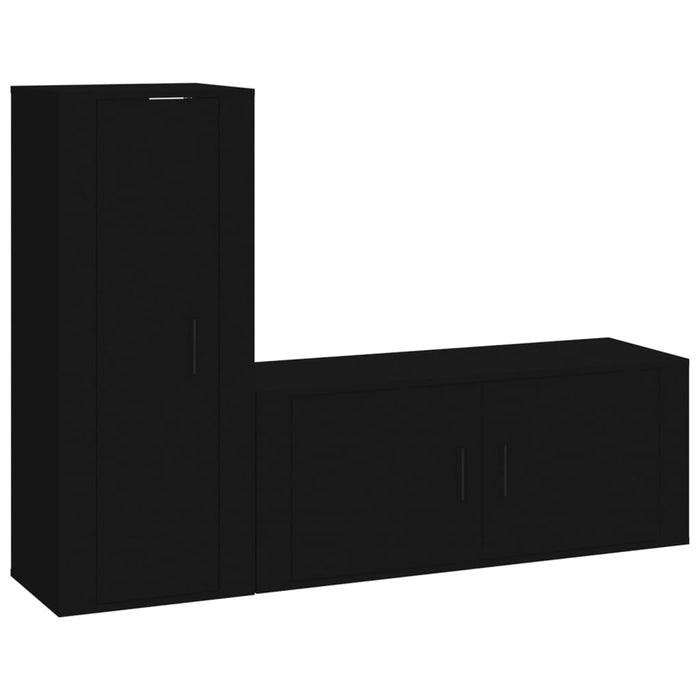 Set dulap TV, 2 piese, negru, lemn prelucrat WALTI