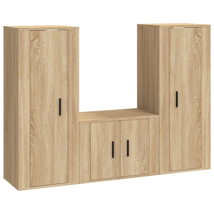 Set dulap TV, 3 piese, stejar sonoma, lemn prelucrat WALTI