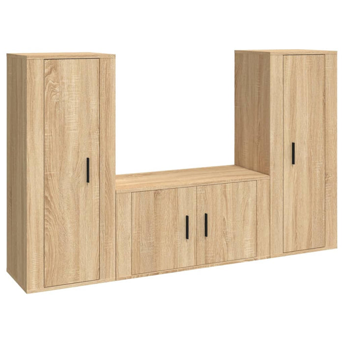 Set dulap TV, 3 piese, stejar sonoma, lemn prelucrat WALTI