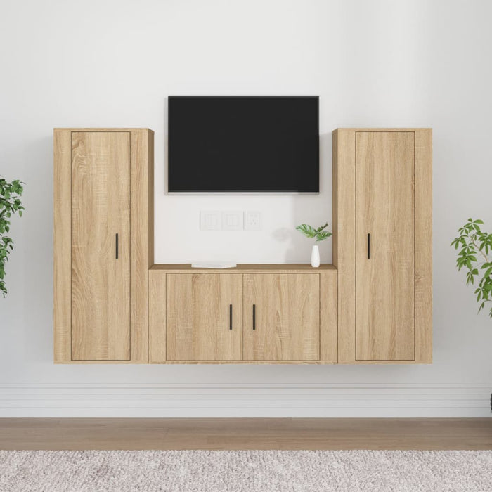 Set dulap TV, 3 piese, stejar sonoma, lemn prelucrat WALTI