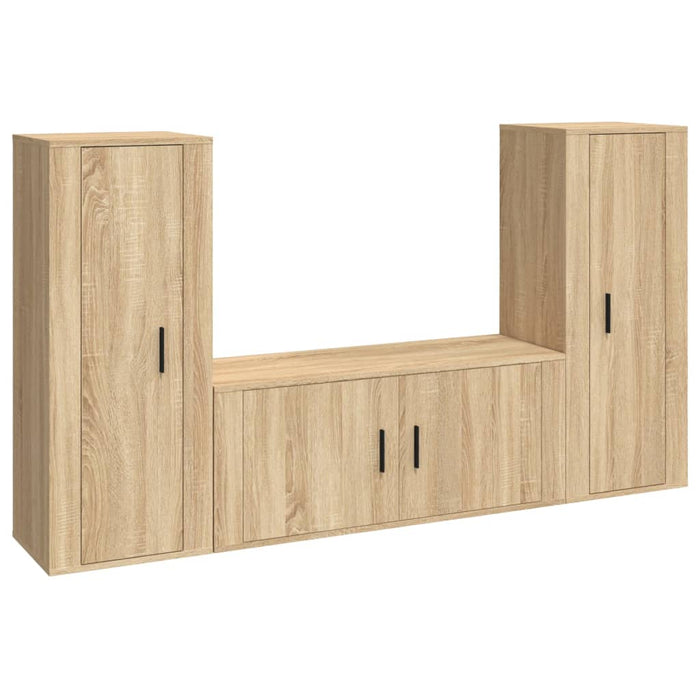 Set dulap TV, 3 piese, stejar sonoma, lemn prelucrat WALTI