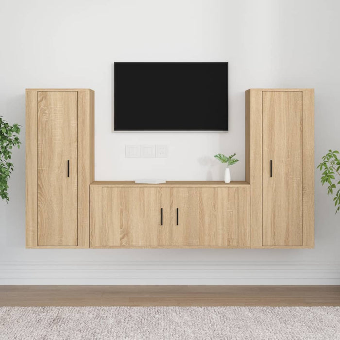 Set dulap TV, 3 piese, stejar sonoma, lemn prelucrat WALTI