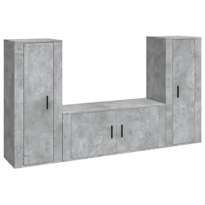 Set dulapuri TV, 3 piese, gri beton, lemn prelucrat WALTI