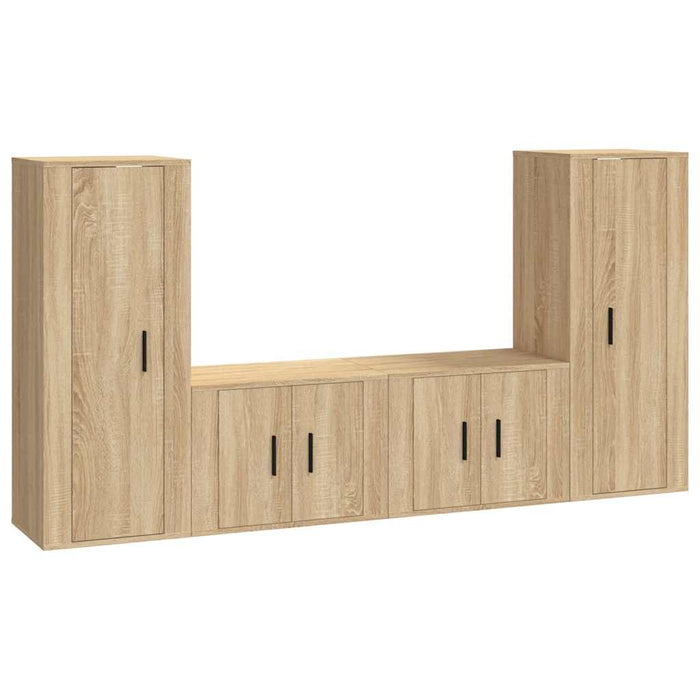 Set dulap TV, 4 piese, stejar sonoma, lemn prelucrat WALTI
