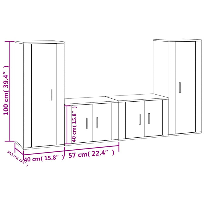Set dulap TV, 4 piese, stejar sonoma, lemn prelucrat WALTI