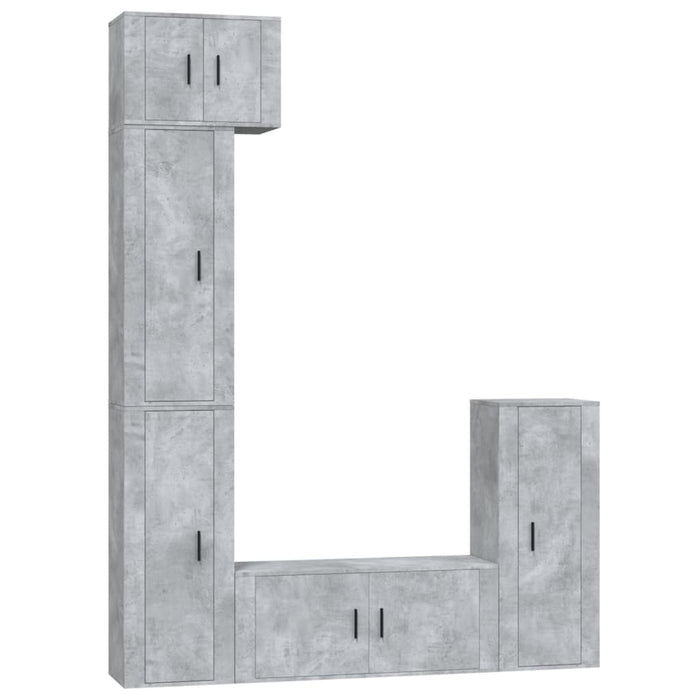 Set dulap TV, 5 piese, gri beton, lemn prelucrat WALTI