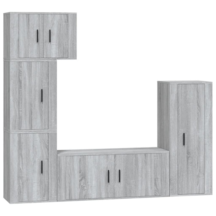 Set dulapuri TV, 5 piese, gri sonoma, lemn prelucrat WALTI