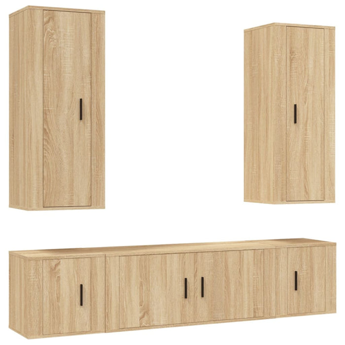 Set dulap TV, 5 piese, stejar sonoma, lemn prelucrat WALTI