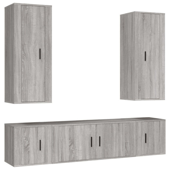 Set dulapuri TV, 5 piese, gri sonoma, lemn prelucrat WALTI