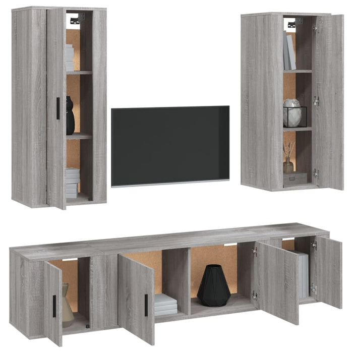 Set dulapuri TV, 5 piese, gri sonoma, lemn prelucrat WALTI