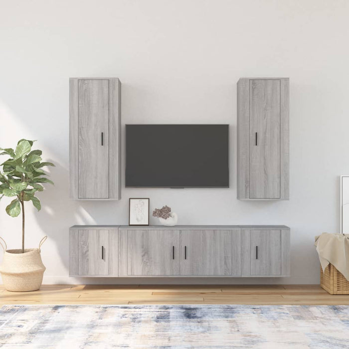 Set dulapuri TV, 5 piese, gri sonoma, lemn prelucrat WALTI