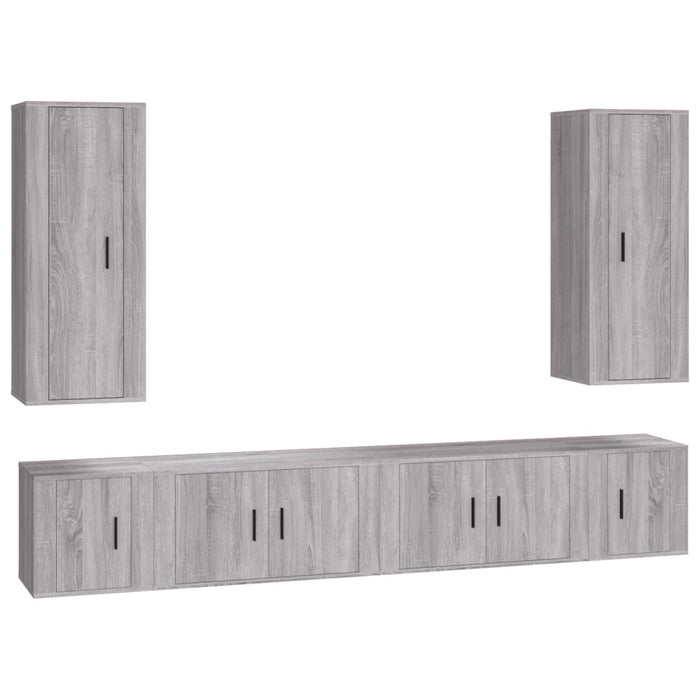 Set dulapuri TV, 6 piese, gri sonoma, lemn prelucrat WALTI