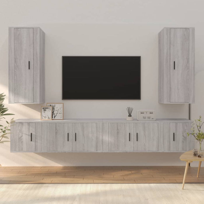 Set dulapuri TV, 6 piese, gri sonoma, lemn prelucrat WALTI