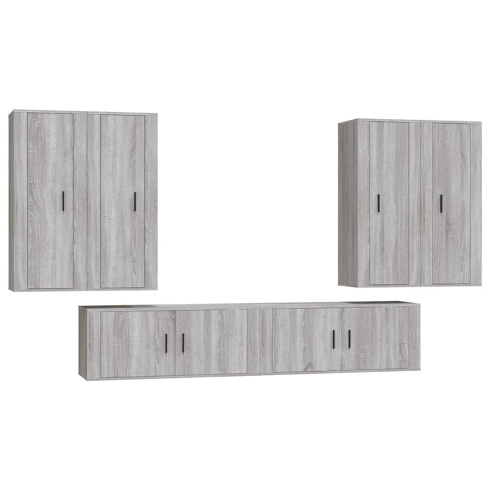 Set dulapuri TV, 6 piese, gri sonoma, lemn prelucrat WALTI