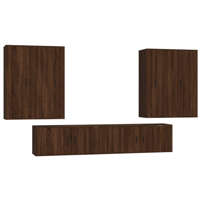 Set dulapuri TV, 6 piese, stejar maro, lemn prelucrat WALTI
