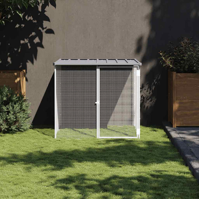 Coteț pui cu acoperiș gri deschis 103x98x90 cm oțel galvanizat - WALTI WALTI