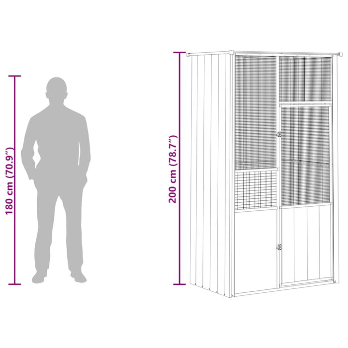 Colivie pentru păsări antracit 115x78x200 cm oțel galvanizat WALTI