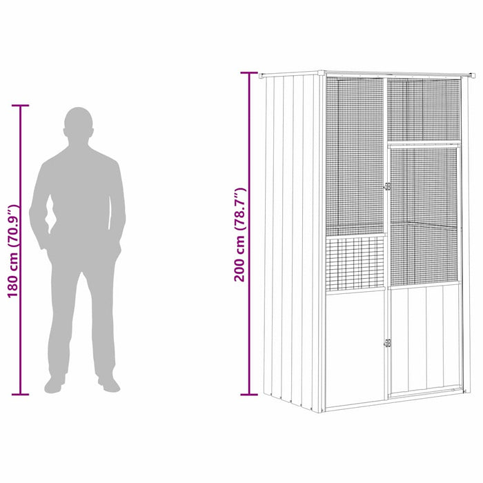 Colivie pentru păsări gri 115x78x200 cm oțel galvanizat WALTI