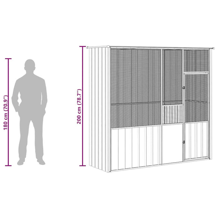Colivie pentru păsări gri 215x78x200 cm oțel galvanizat - WALTI WALTI