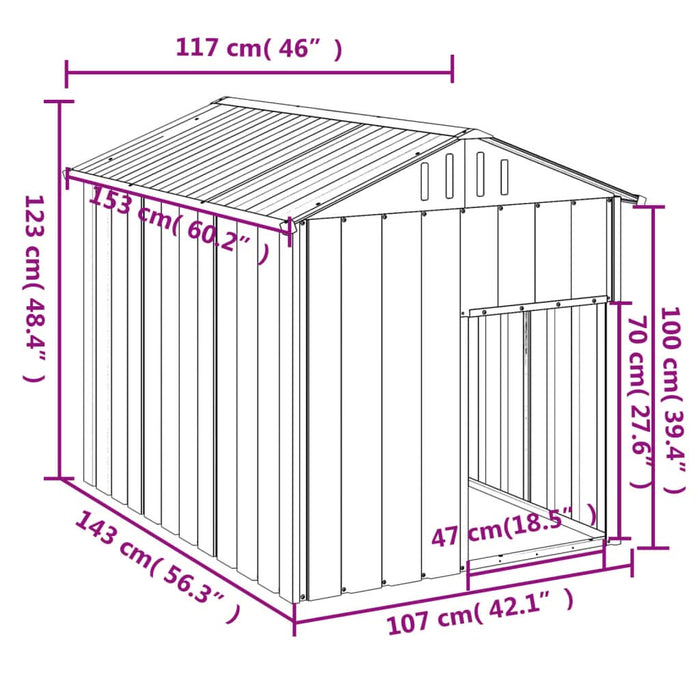 Cușcă câine cu acoperiș antracit 117x153x123 cm oțel galvanizat - WALTI WALTI
