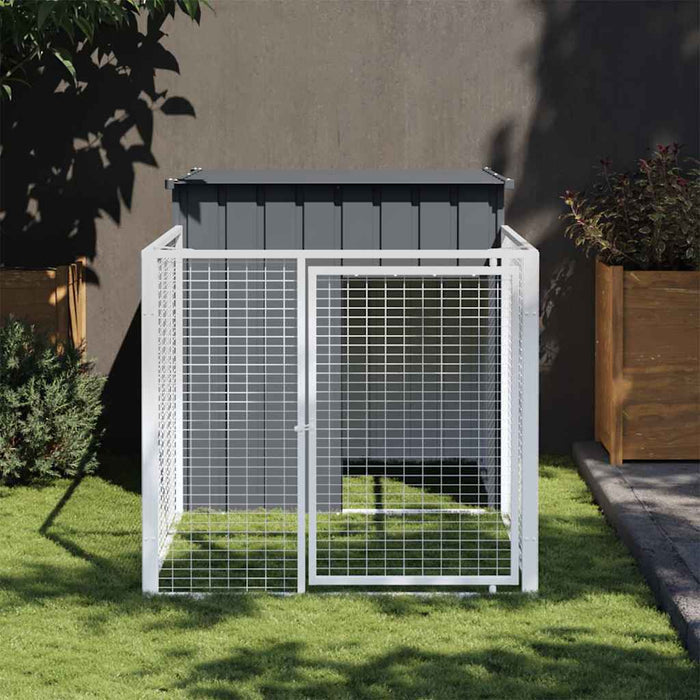 Cușcă câine cu țarc antracit 110x201x110 cm oțel galvanizat - WALTI WALTI