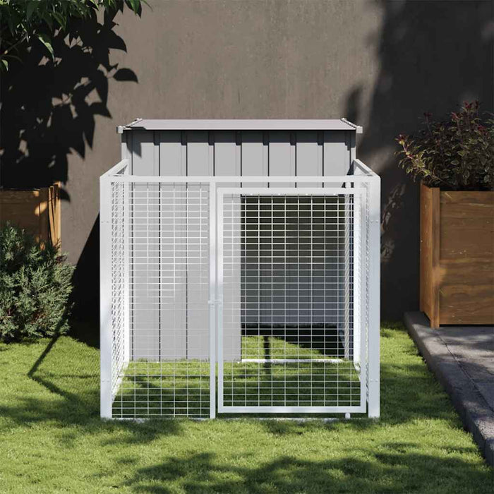 Cușcă pentru câini cu împrejmuire gri deschis 110x201x110 cm oțel galvanizat WALTI