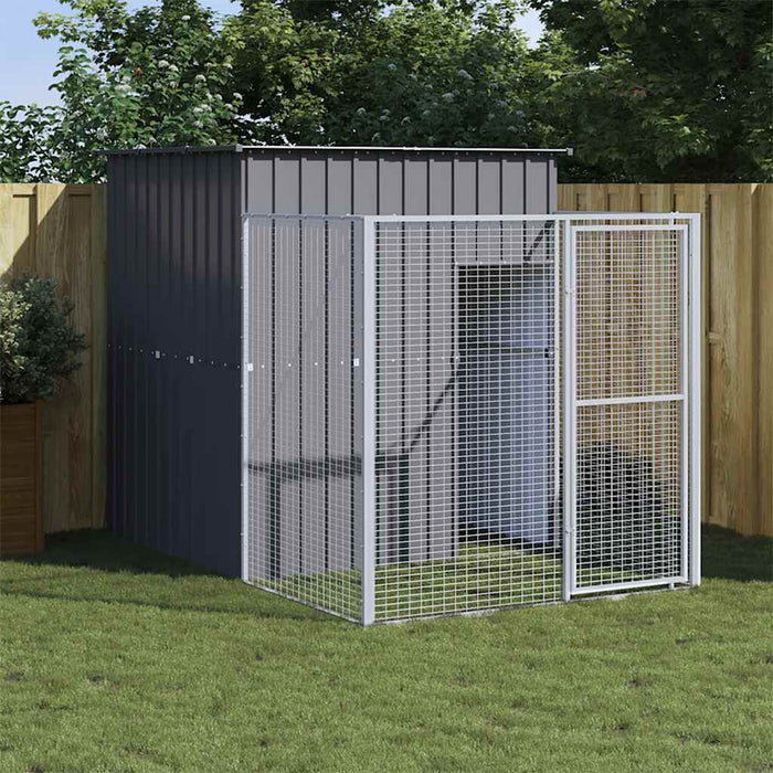 Cușcă câine cu țarc antracit 165x251x181 cm oțel galvanizat - WALTI WALTI