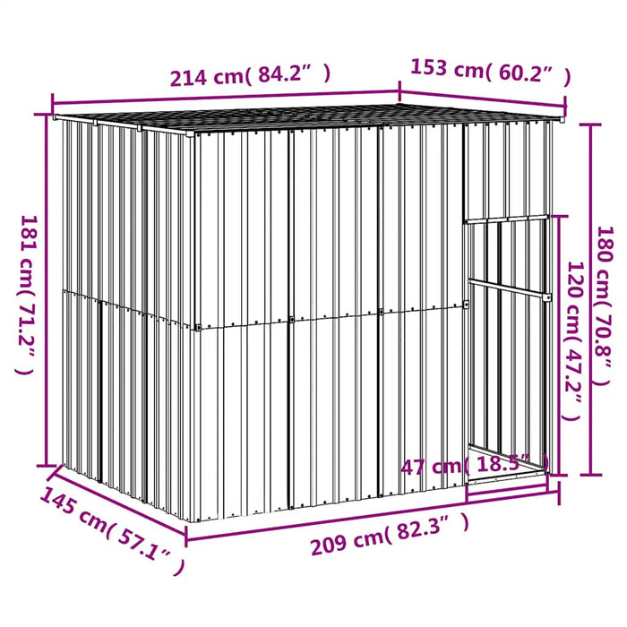 Cușcă câine cu acoperiș antracit 214x153x181 cm oțel galvanizat - WALTI WALTI