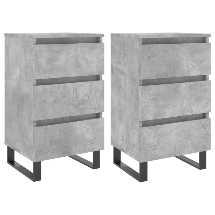 Noptiere, 2 buc., gri beton, 40x35x69 cm, lemn compozit WALTI