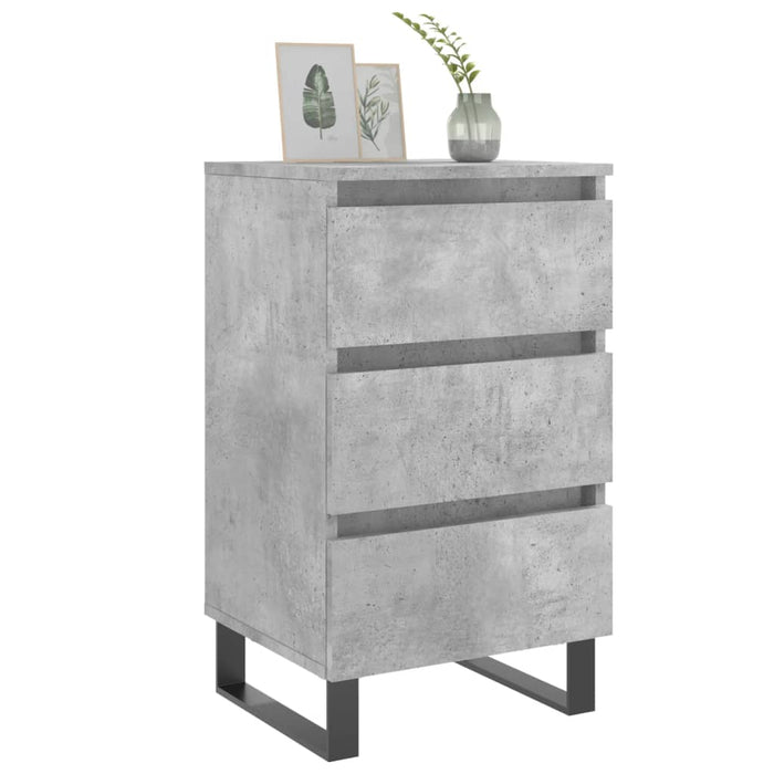Noptiere, 2 buc., gri beton, 40x35x69 cm, lemn compozit WALTI