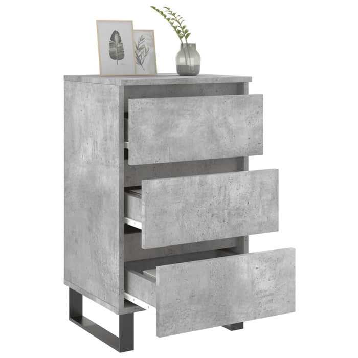 Noptiere, 2 buc., gri beton, 40x35x69 cm, lemn compozit WALTI