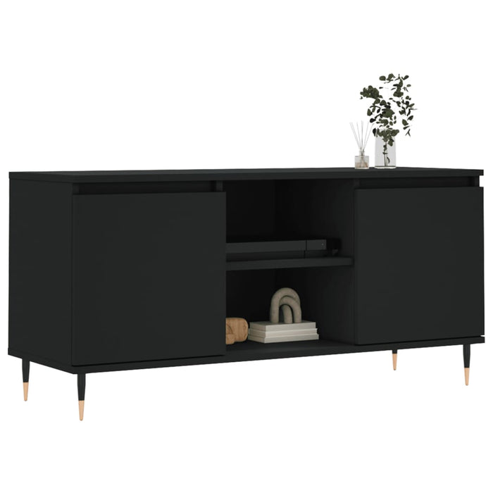 Comodă TV, negru, 104x35x50 cm, lemn compozit WALTI