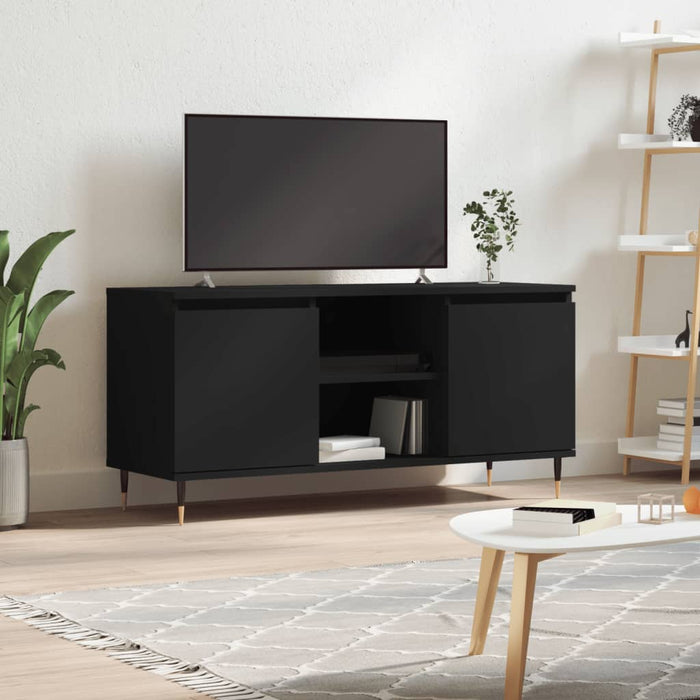 Comodă TV, negru, 104x35x50 cm, lemn compozit WALTI