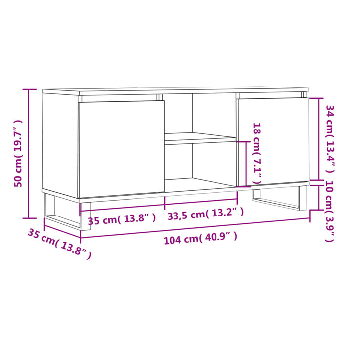 Comodă TV, gri beton, 104x35x50 cm, lemn compozit - WALTI WALTI